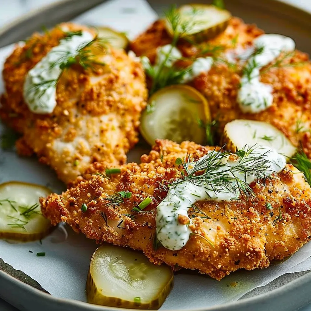 Savor Crunchy Parmesan Chicken with Zesty Dill Pickle Flavor