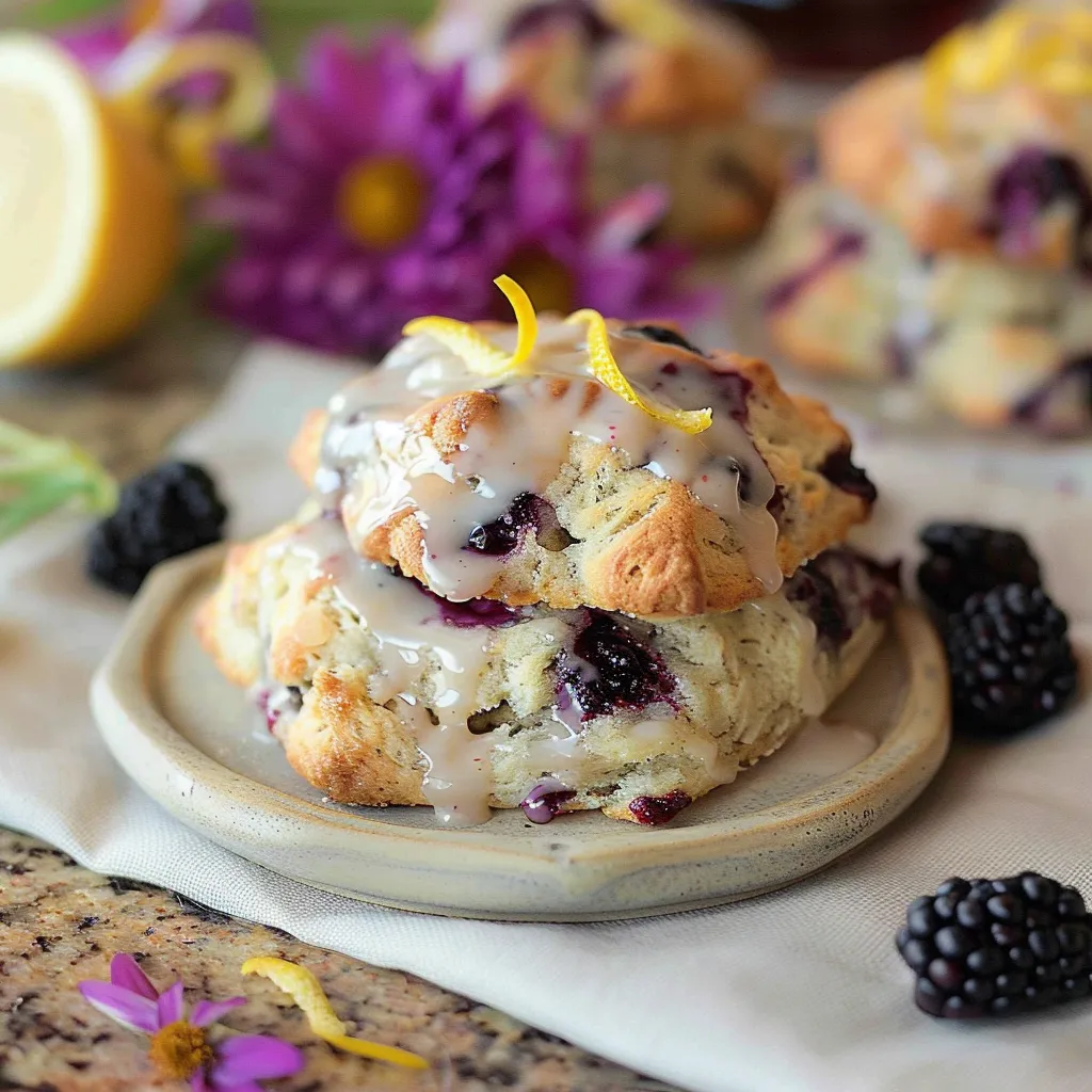 Earl Grey Blackberry Scones with Lemon Glaze