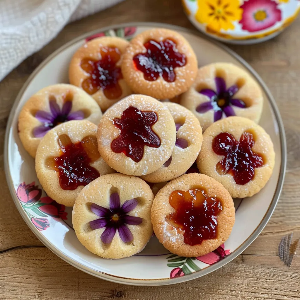 Flower Jam Thumbprint Cookies