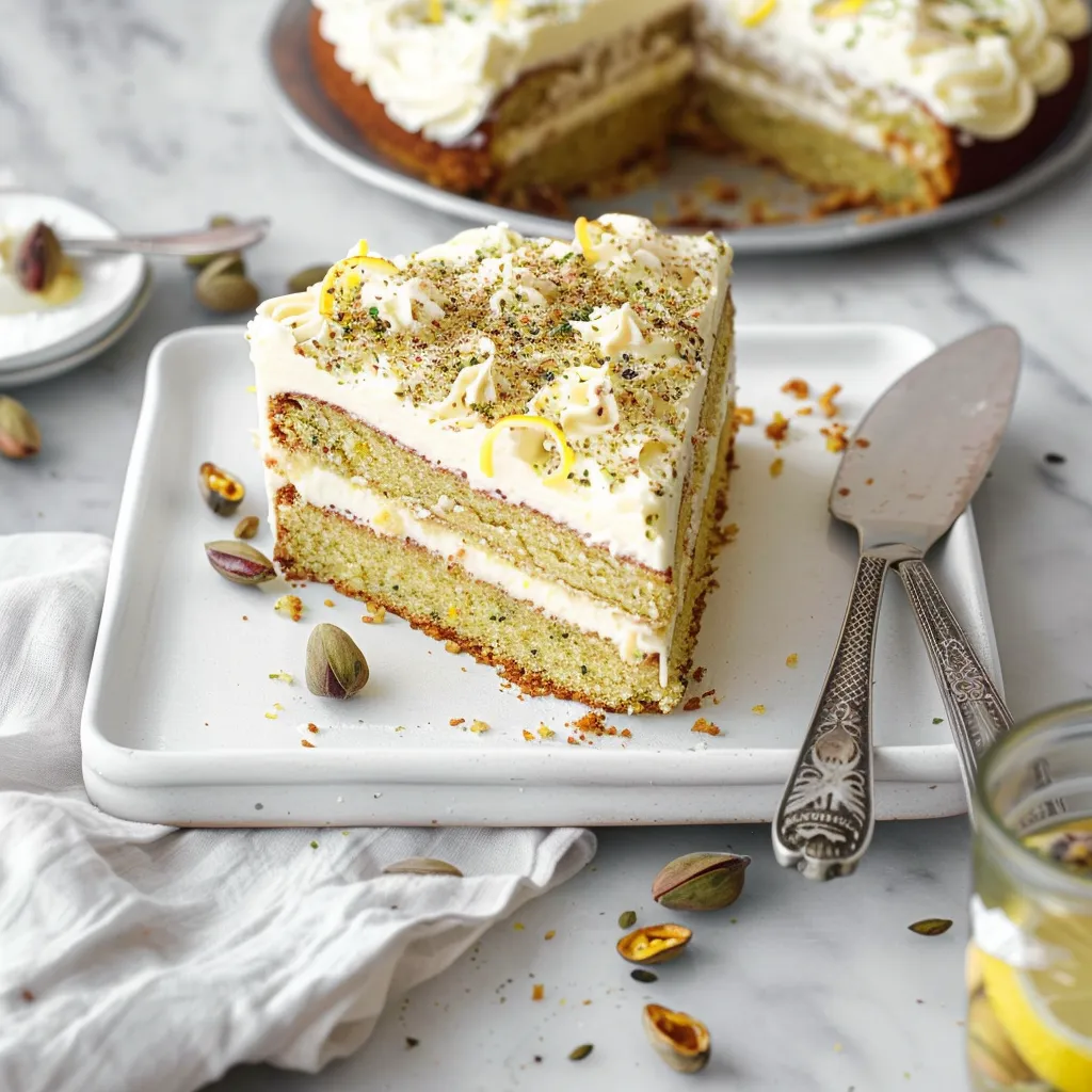 LEMON PISTACHIO CAKE WITH MASCARPONE FROSTING
