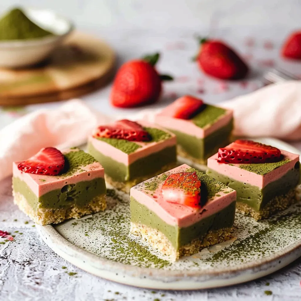 Matcha strawberry cream bars
