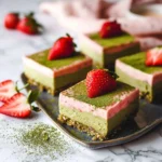 Matcha strawberry cream bars