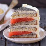 pink grapefruit and poppy seed layer cake