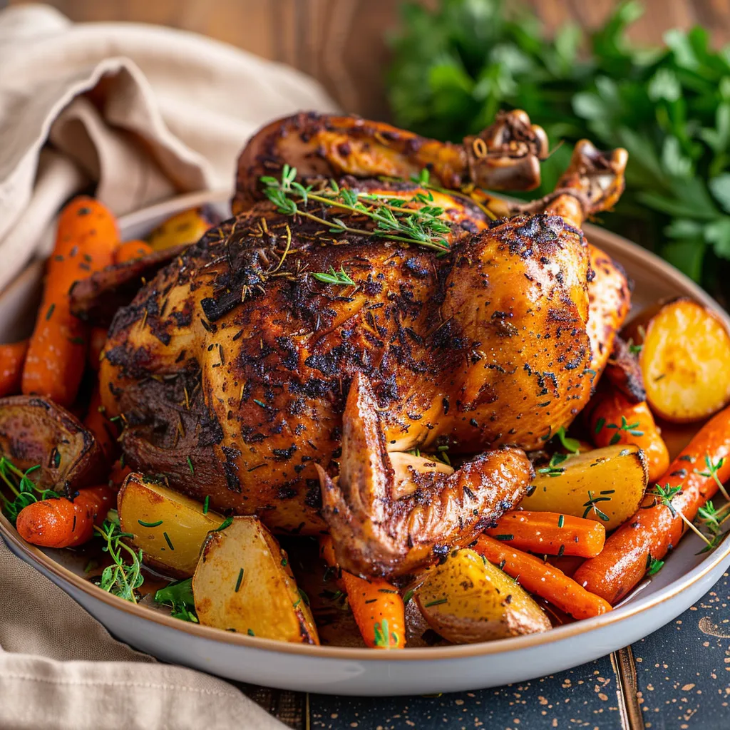 Savory Roasted Whole Chicken with Carrots and Potatoes Recipe