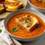 Creamy Tomato Basil Soup with Grilled Cheese