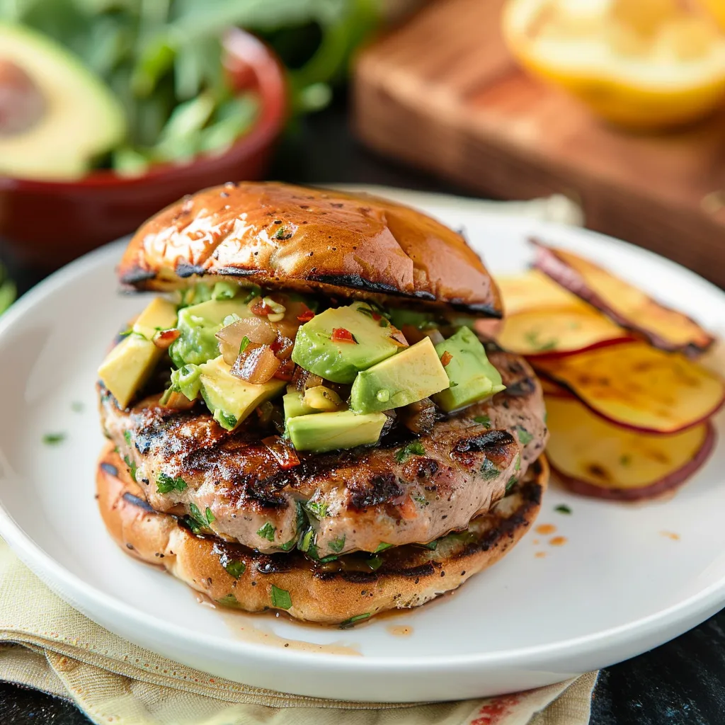 Delicious Grilled Turkey Burgers with Creamy Avocado Twist