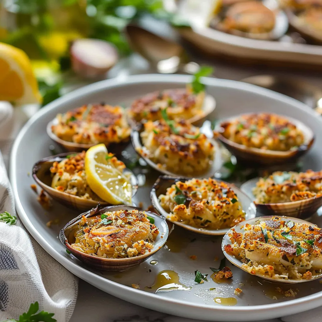 Italian Baked Stuffed Clams Oreganata