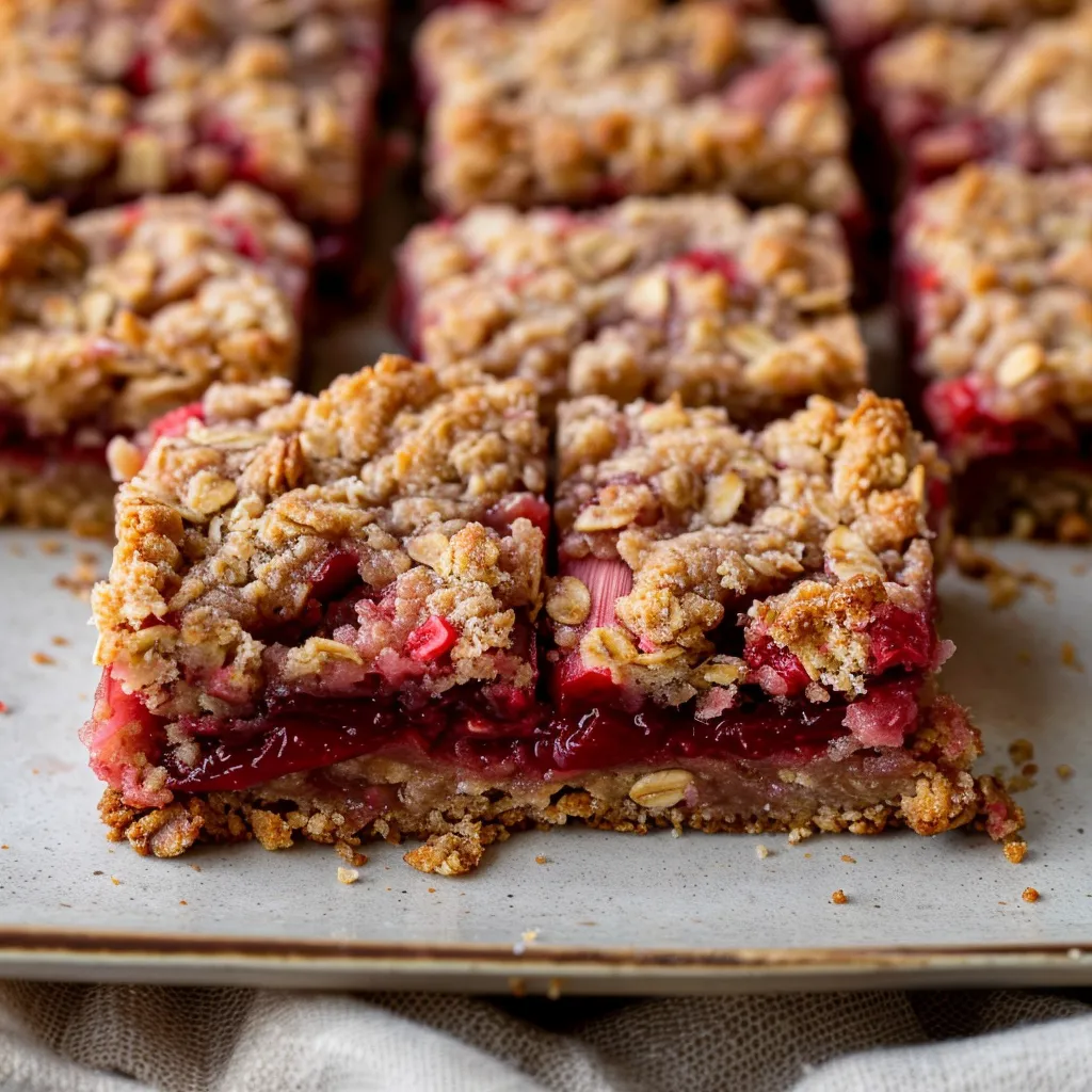 Delicious Old-Fashioned Strawberry Rhubarb Bars with Oat Crumble
