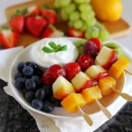 Rainbow Fruit Skewers with Vanilla-Honey Yogurt Dip