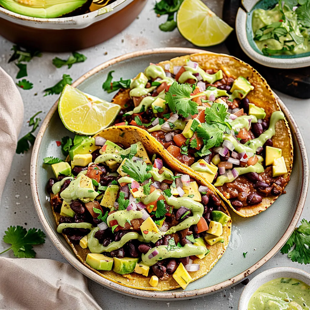 Delicious Black Bean Tostadas with Creamy Avocado Delight