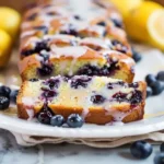Blueberry Lemon Loaf with a thick sugary glaze