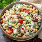 Greek Chickpea Salad Bowls with Homemade Tzatziki