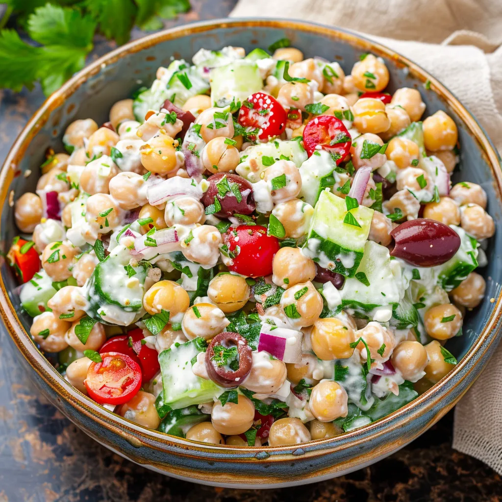 Delicious Greek Chickpea Salad Bowls with Tzatziki Recipe