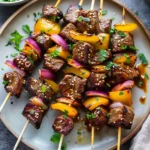 Grilled Teriyaki Beef Skewers with Bell Peppers
