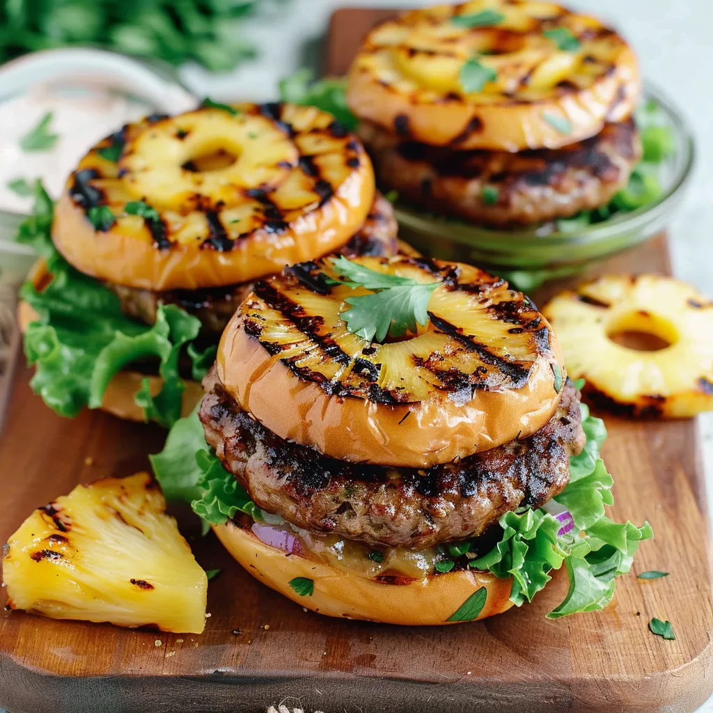 Juicy Grilled Turkey Burgers with Sweet Grilled Pineapple Delight