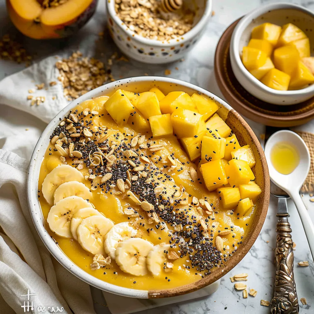 Mango Pineapple Tropical Smoothie Bowl