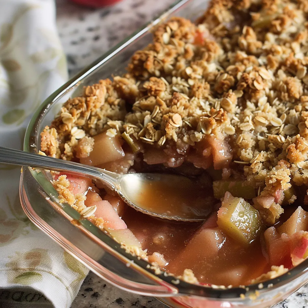 Savory Rhubarb & Apple Crisp with Buttery Oat Topping Delight