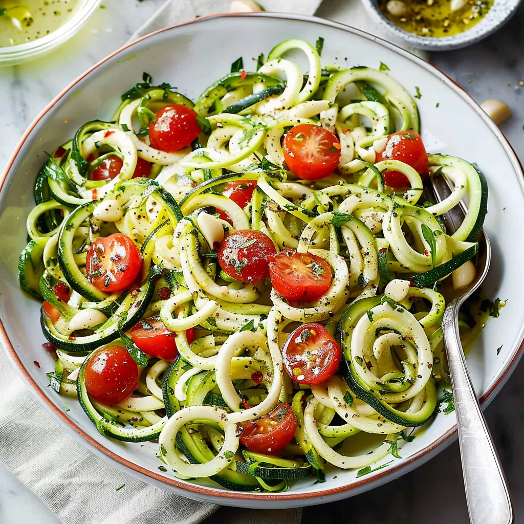 Delicious Zucchini Zoodles with Cherry Tomatoes & Garlic Recipe