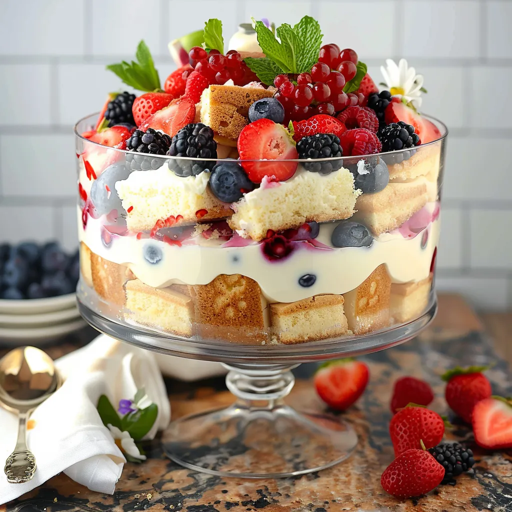 Delicious Berry Trifle: Layers of Sponge Cake & Vanilla Pudding