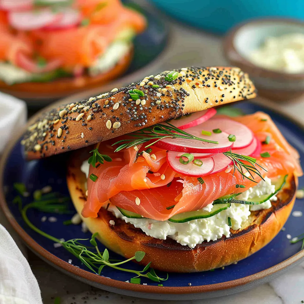 Smoked Salmon Bagel with Whipped Cottage Cheese