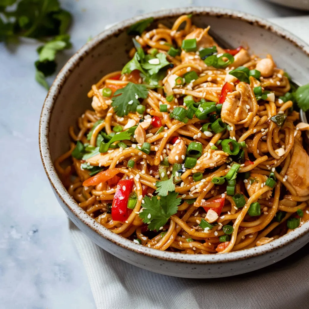 Savory Weeknight Sesame Peanut Noodles with Chicken Recipe