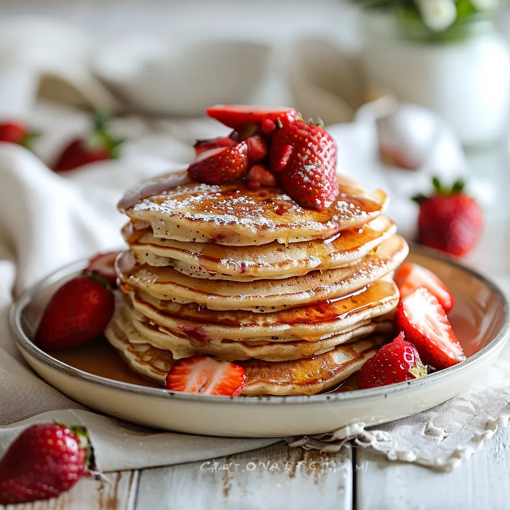 Delicious Greek Yogurt Pancakes with Fresh Summer Strawberries