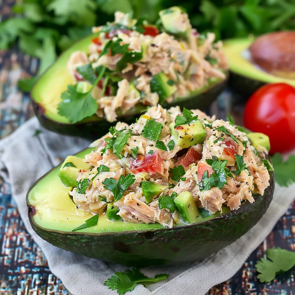 Delicious Classic Tuna Salad in Avocado Halves Recipe