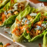 Buffalo Chicken Lettuce Wraps with Blue Cheese Crumbles