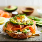 Hot Smoked Salmon and Avocado Bagel