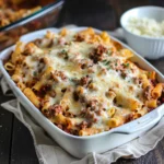 Baked Ziti with Ground Turkey and a three-cheese blend