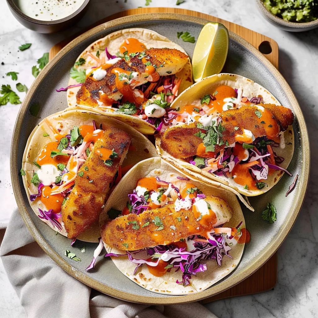 Delicious Crispy Air-Fryer Fish Tacos with Spicy Cabbage Slaw