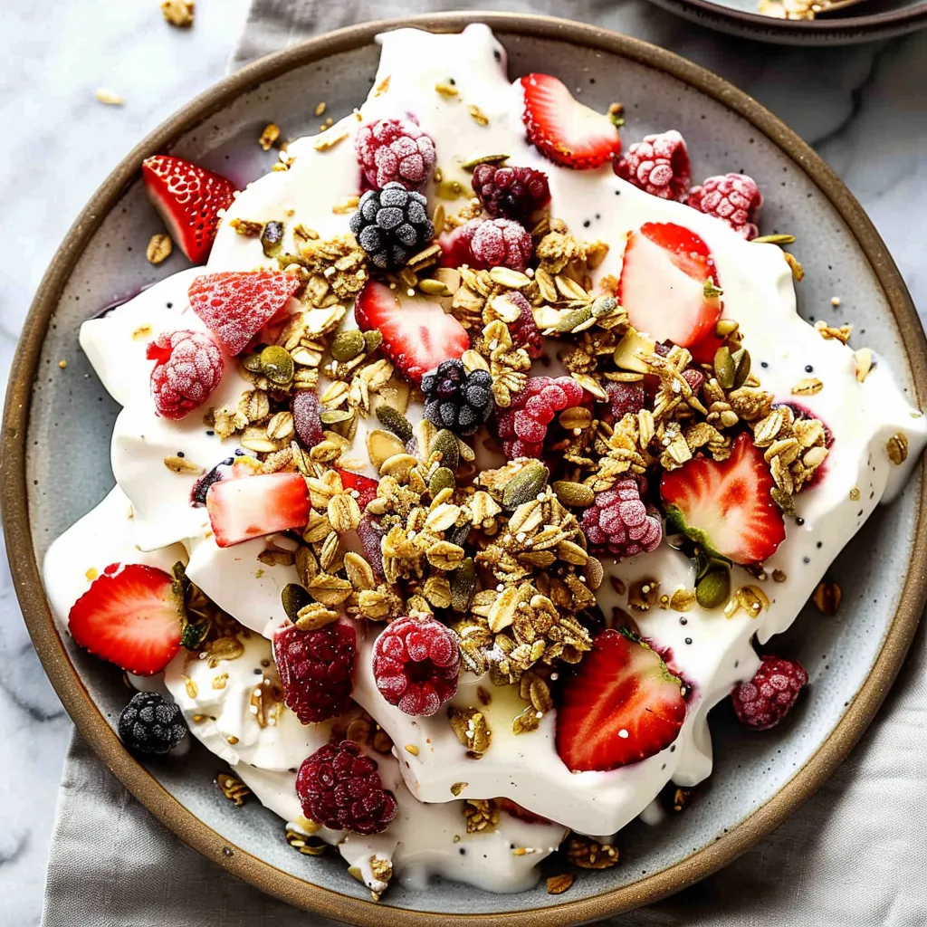 Delicious Frozen Yogurt Bark with Mixed Berries & Granola Treats