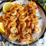 Garlic Butter Shrimp Skewers on the grill