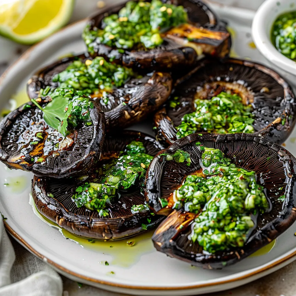 Delicious Grilled Portobello Mushroom Steaks with Chimichurri Recipe