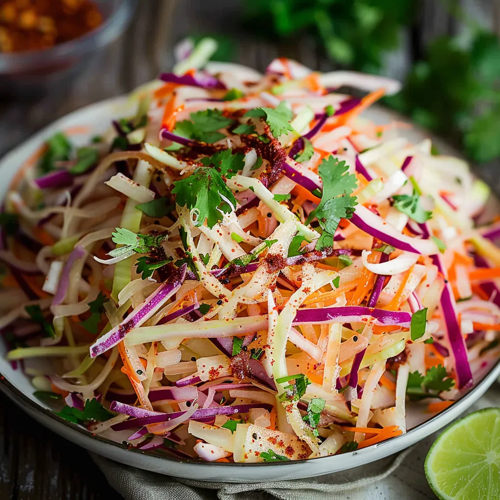 Zesty Jicama Slaw with Lime, Cilantro, and Chili Powder Recipe