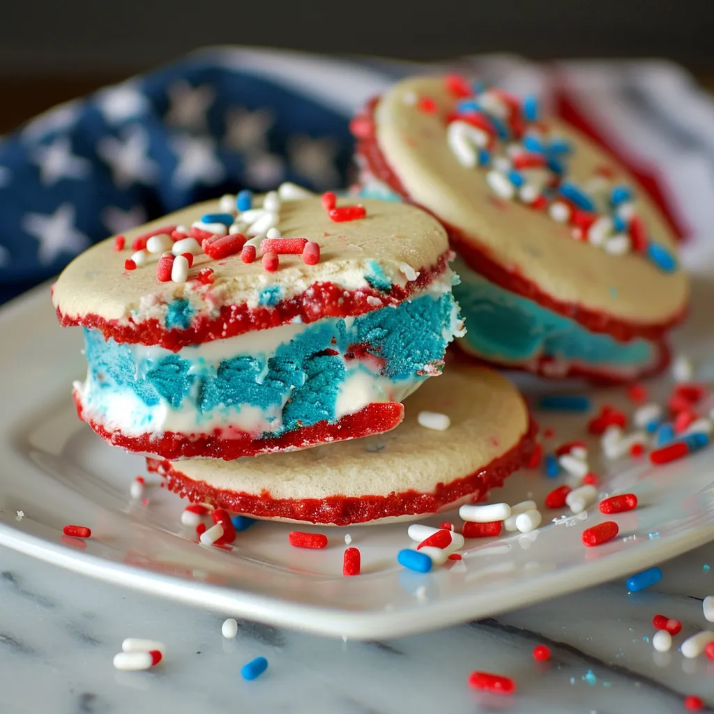 Savory Red, White & Blue Ice Cream Sandwiches Recipe Delight