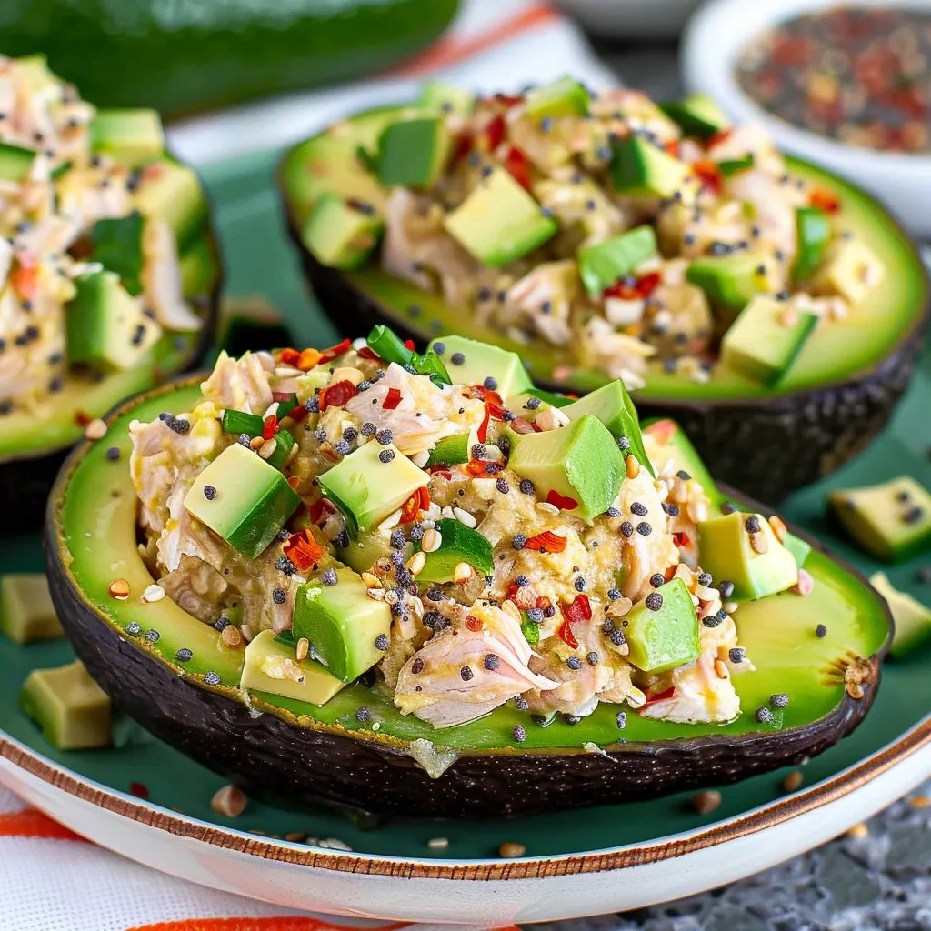 Tuna-Stuffed Avocados with Everything Bagel Seasoning
