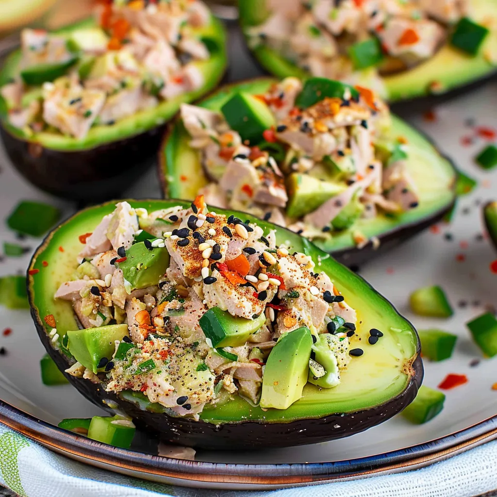 Delicious Tuna-Stuffed Avocados with Everything Bagel Seasoning