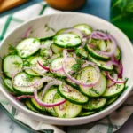 Cucumber Salad with red onion and a light vinegar dressing