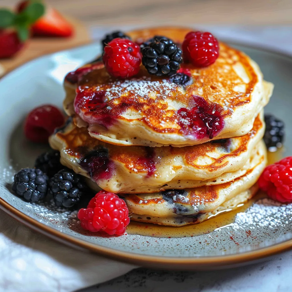 Super Fluffy Berry Pancakes