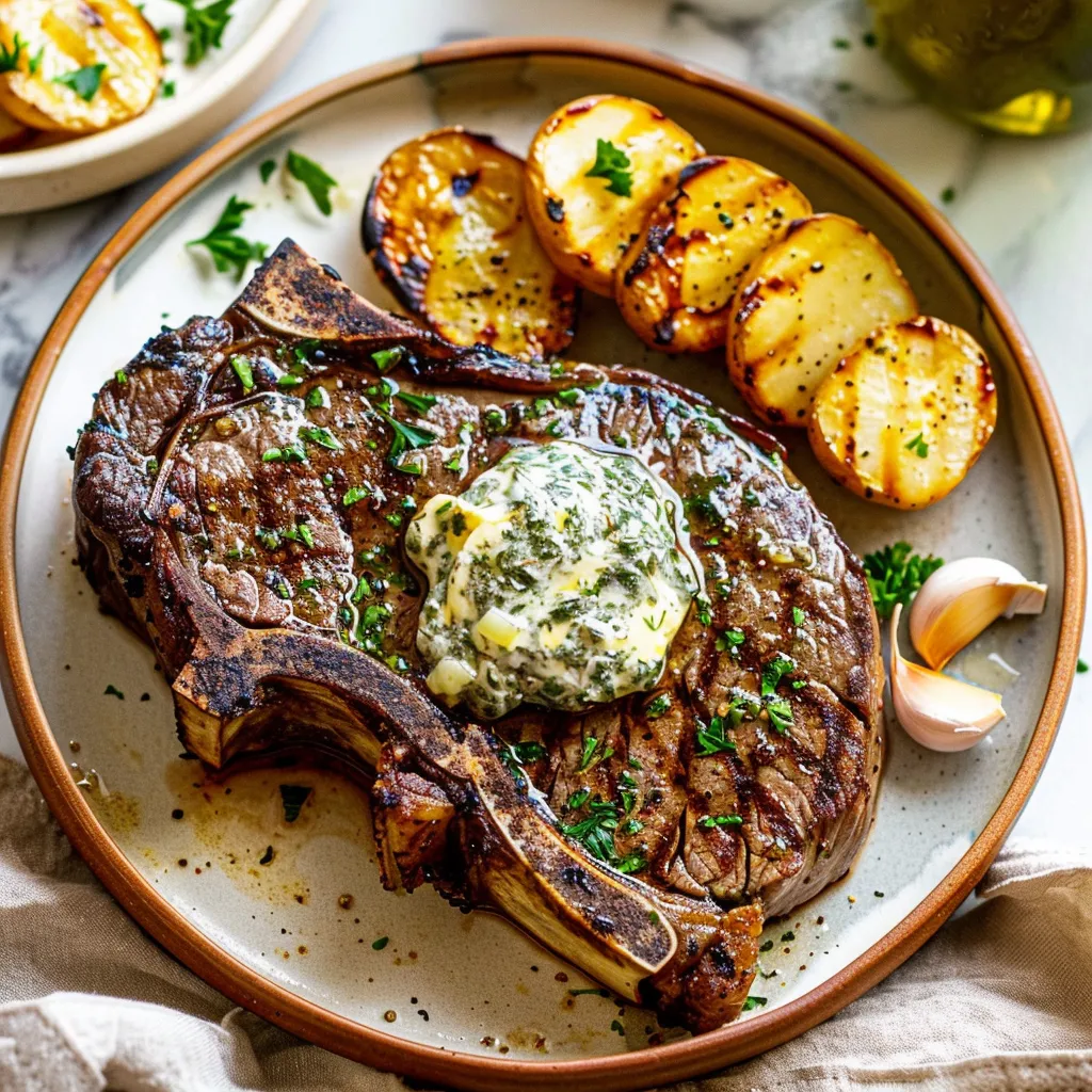 Savory Grilled Ribeye Steak with Homemade Garlic-Herb Butter