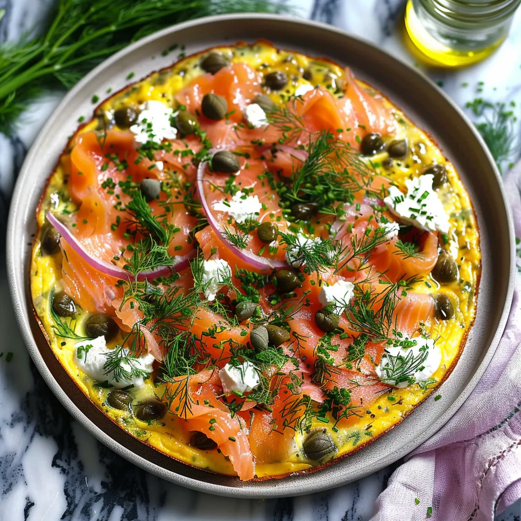 Delicious Smoked Salmon Frittata with Capers & Fresh Dill