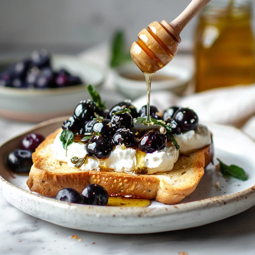 Delicious Blueberry Sourdough Toast with Ricotta and Honey Recipe