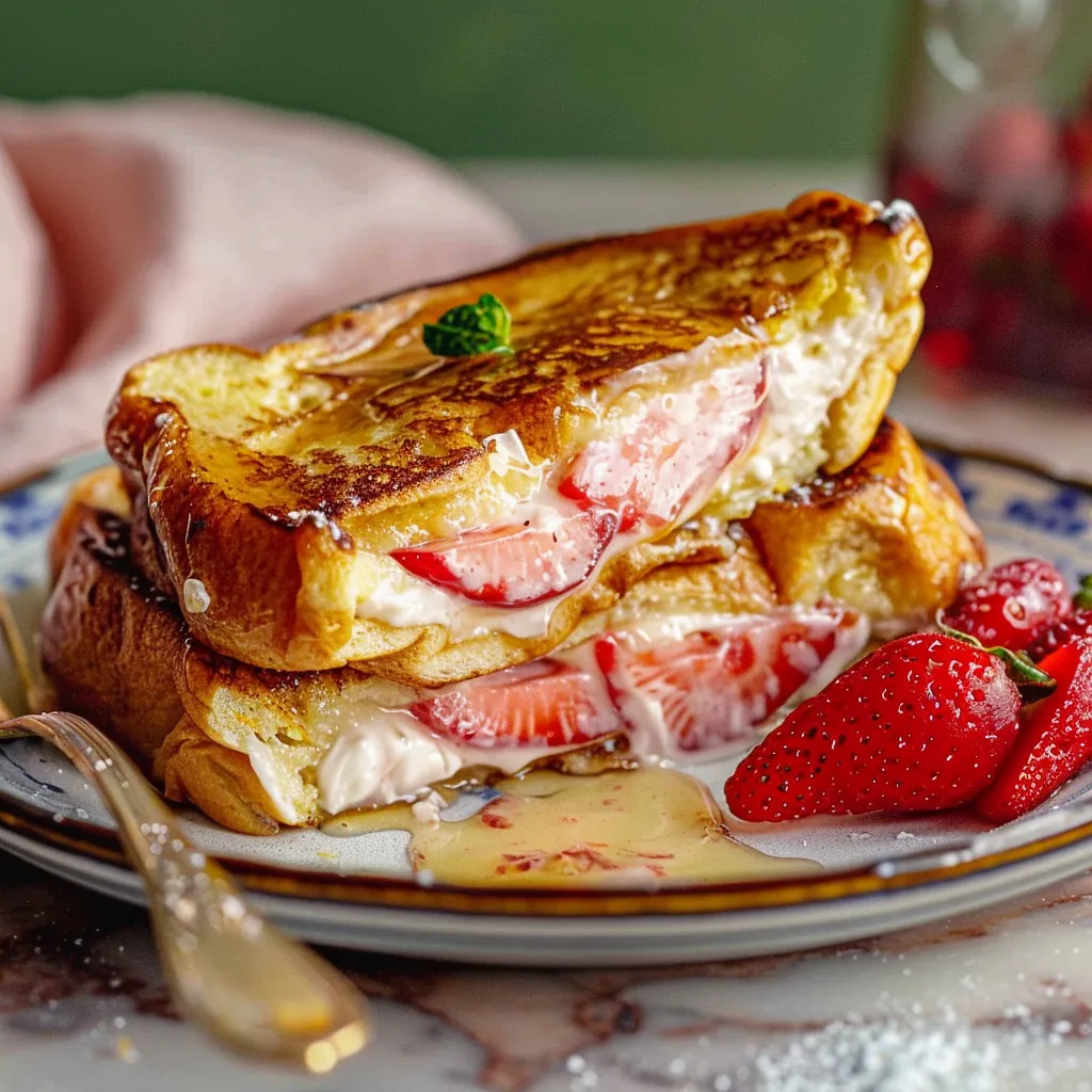 Strawberry Cream Cheese Stuffed French Toast