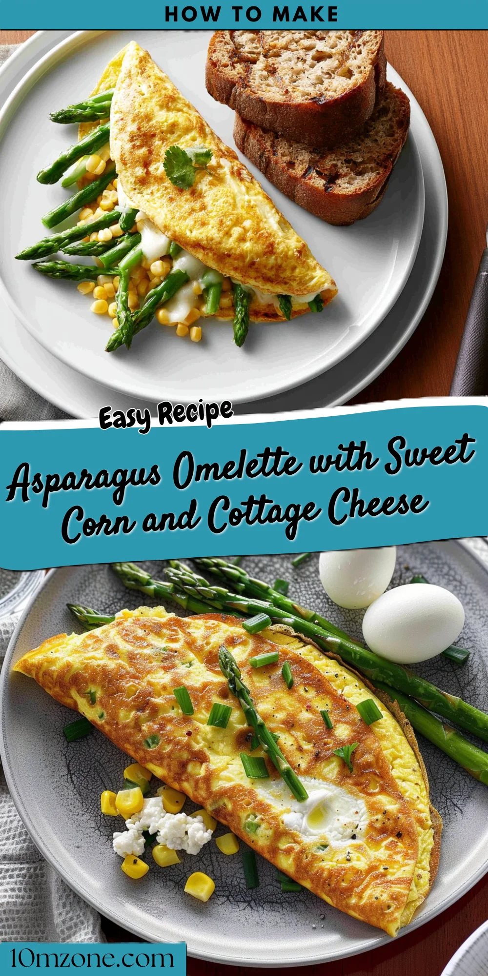 Asparagus Omelette with Sweet Corn and Cottage Cheese