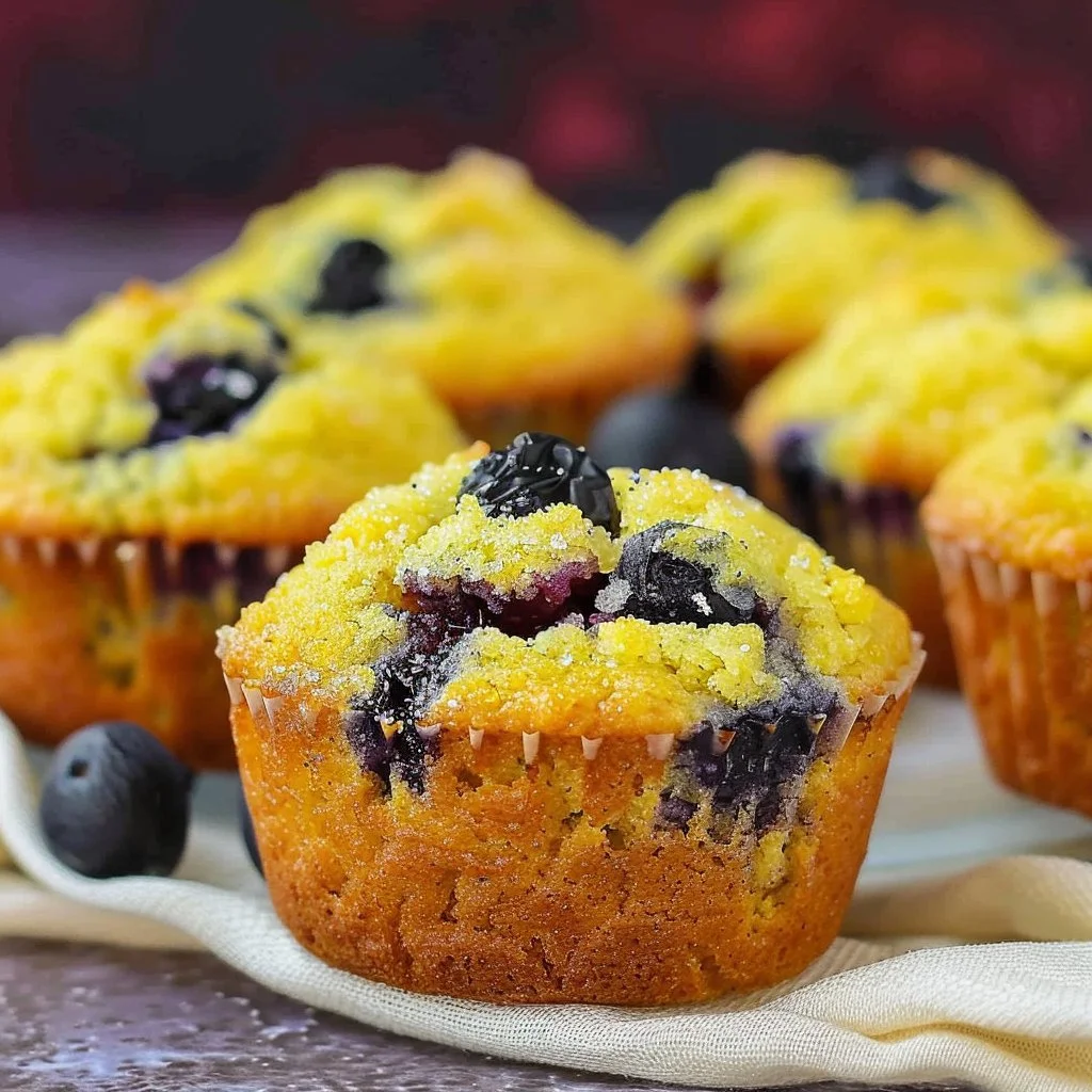 Blueberry Lemon Cornbread Muffins