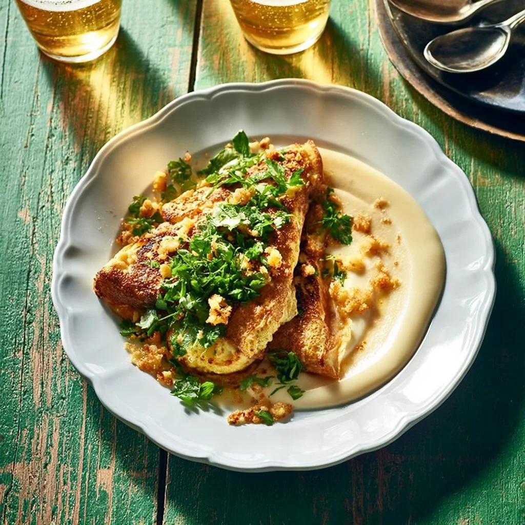 Cheddar Souffle Omelette with Maple Popcorn Recipe