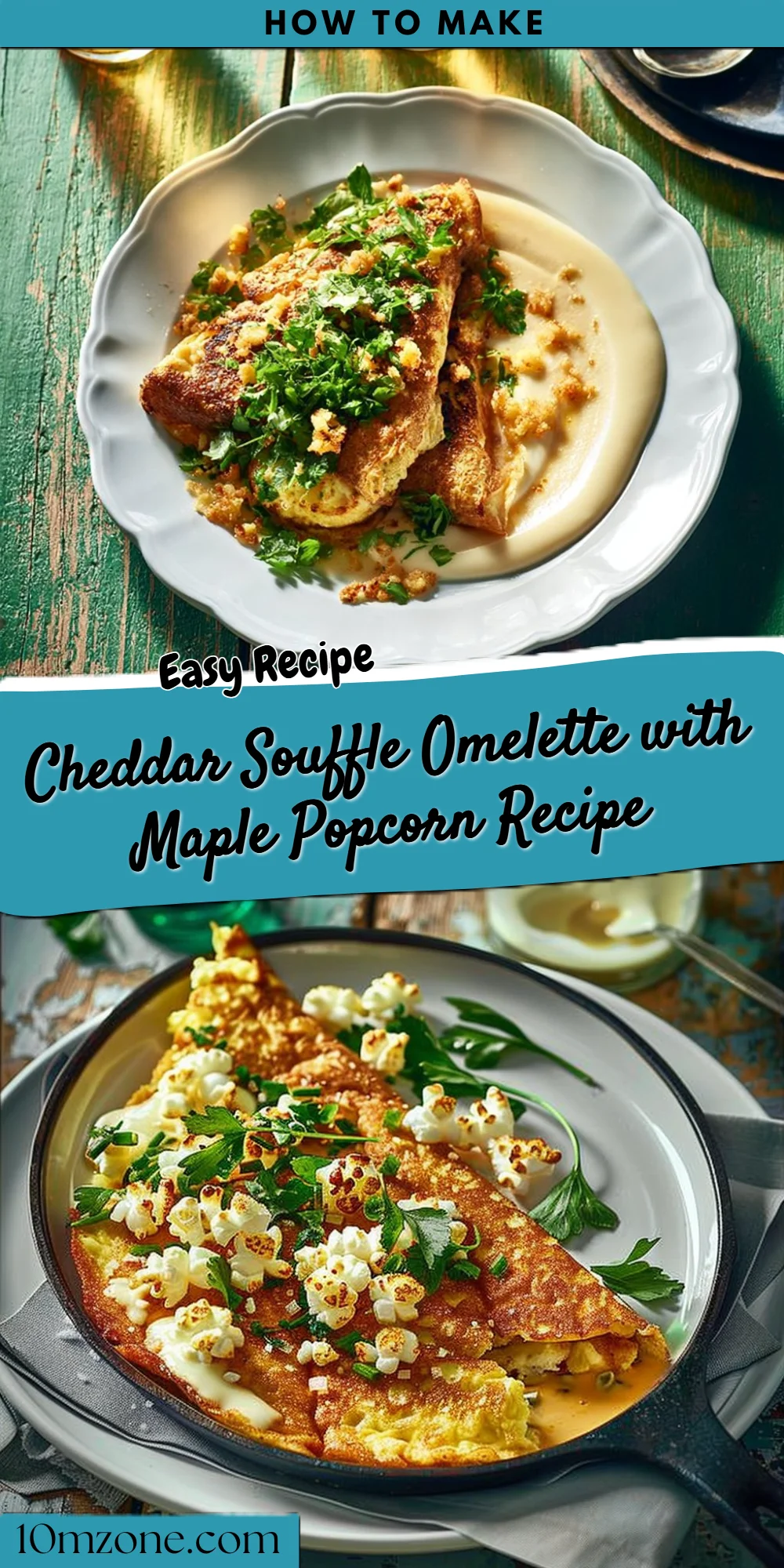 Cheddar Souffle Omelette with Maple Popcorn Recipe