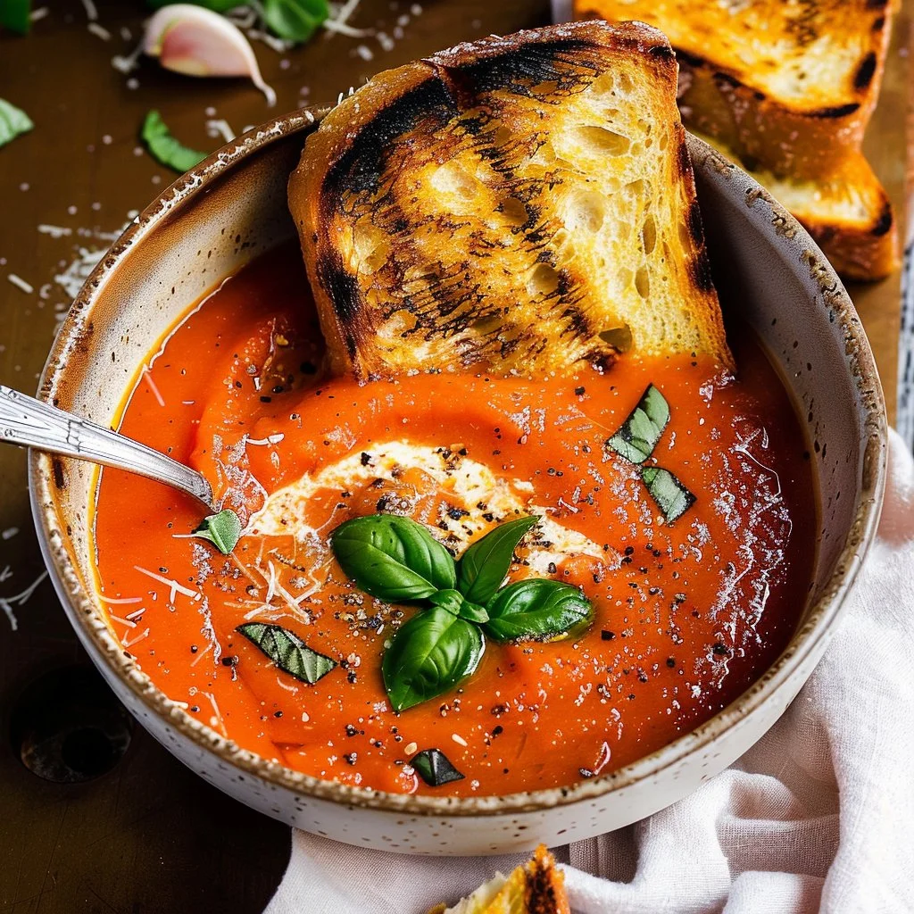 Creamy Tomato Soup with Grilled Cheese