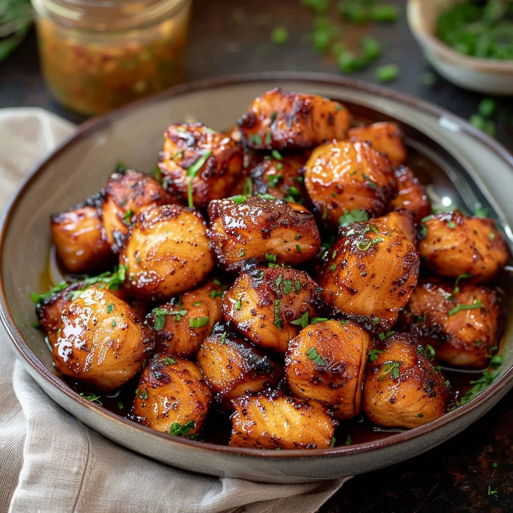 Crispy Baked Salmon Bites with a Sweet Chili Glaze